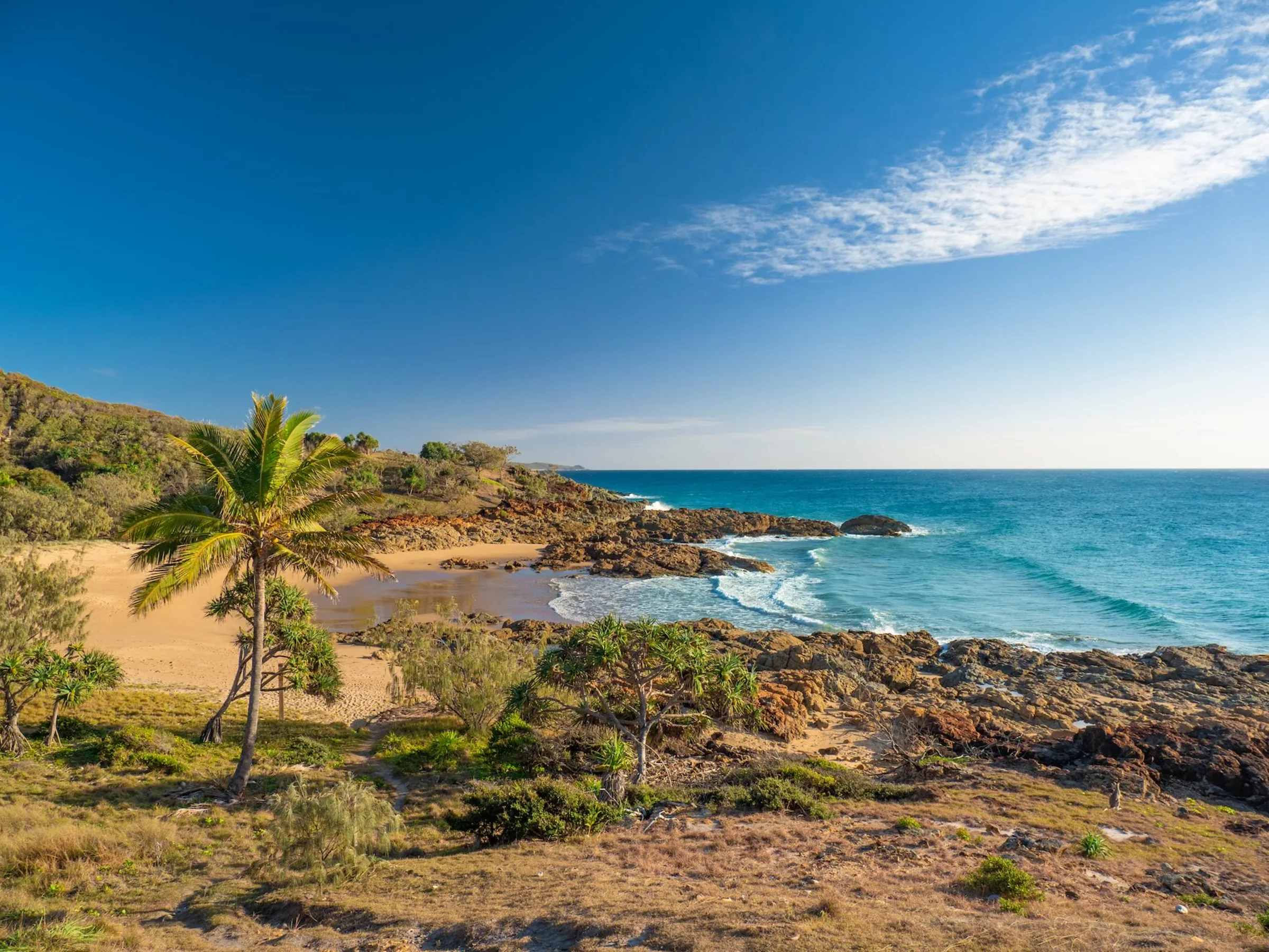 Red Rock Trail beach and headland at Agnes Water, Queensland